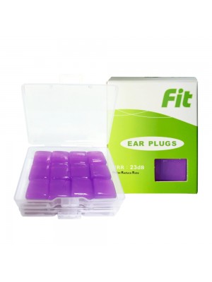 【FIT】矽膠耳塞〈紫色．24入〉舒適無痛／柔軟可塑／隔音防噪／睡眠 工作 讀書 游泳 飛行 皆適用（內附收納盒）